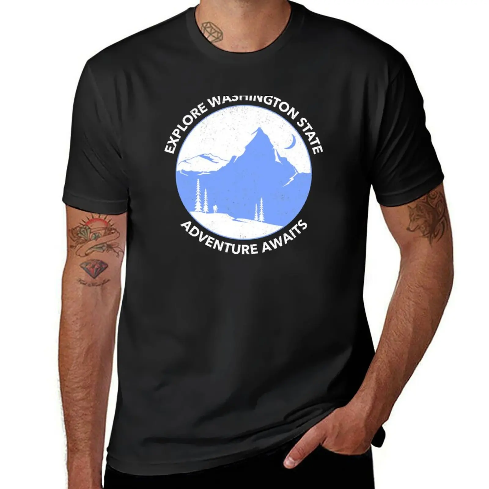 Explore Washington State, Adventure Awaits T-shirt vintage sports fans workout shirts for men