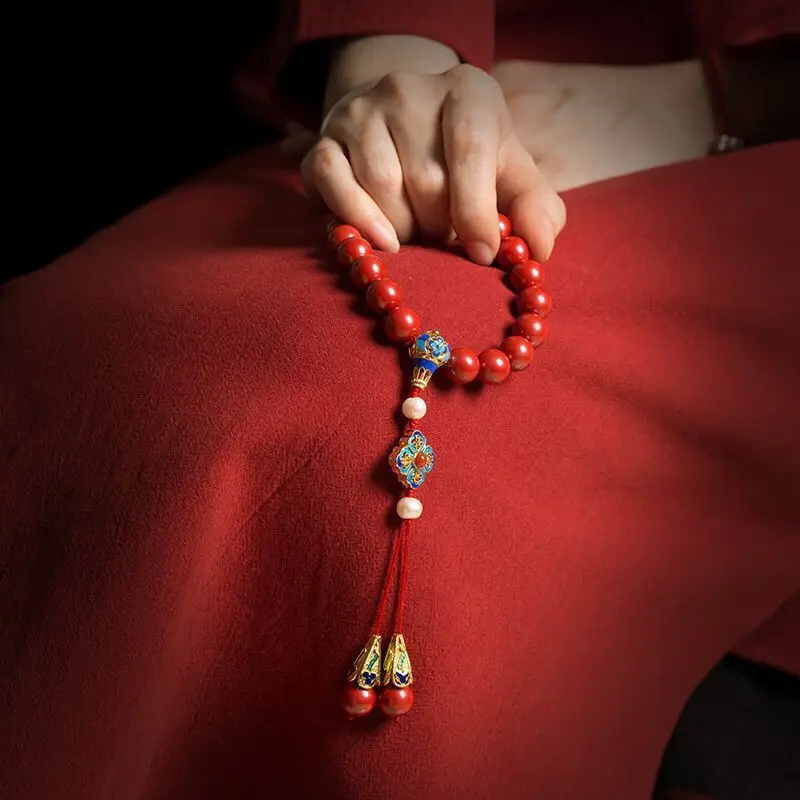Cinnabar Purple Gold Sand Holding 36 Rosary Beads Yan Xi Raiders Same Forbidden City Press Breast Fu Cha 18 Zi Handstring Unique