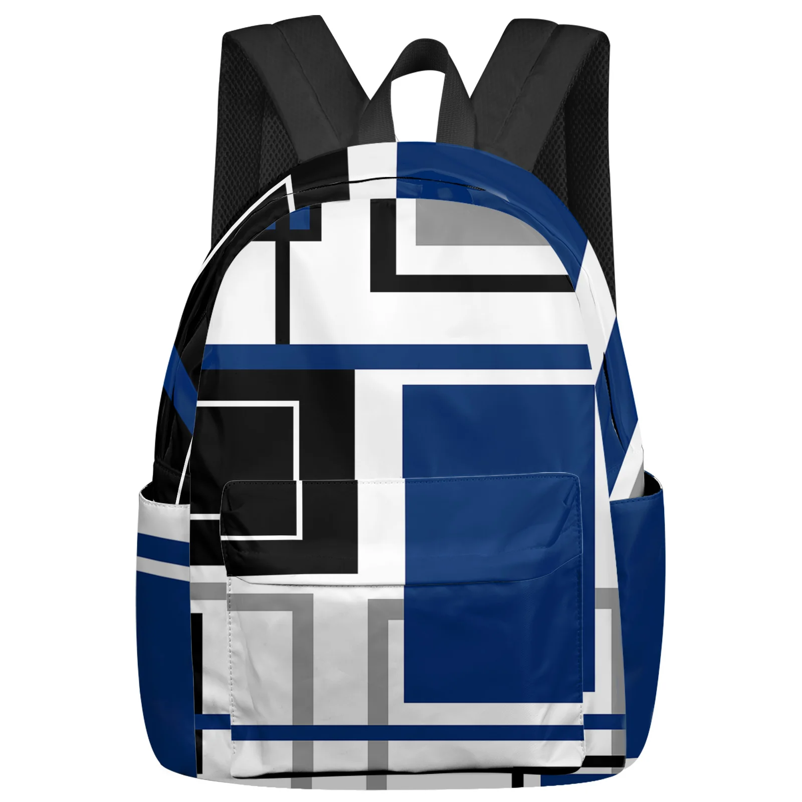 

Abstract Geometry Squares Modern Art Blue Backpacks Custom Student School Bags Laptop Backpack Men Women Female Travel Mochila