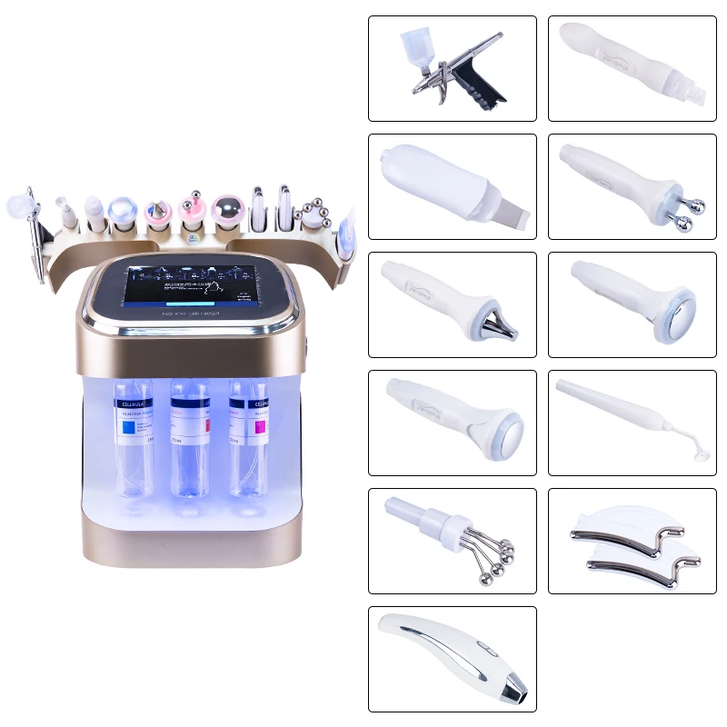 10 in 1 Lift Skin Bubble Face Macchine per la bellezza della pelle Macchina idrofacciale per ossigeno Pulizia del viso Peeling professionale per acqua per spa