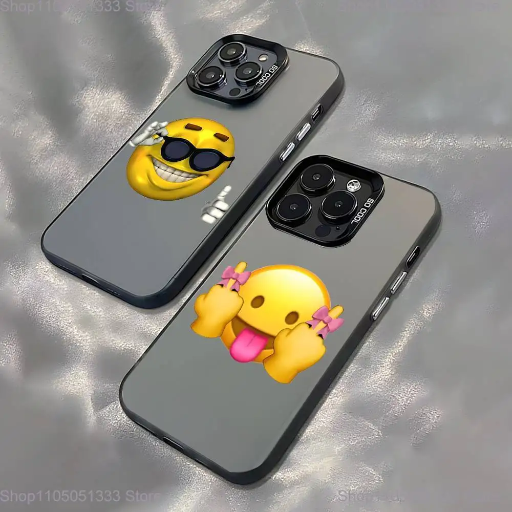 

Funny Emoji Faces Stickers Phone Case For iPhone 16,15,14,13,12,11,Pro,XS,Max,Plus,Mini,SE Black Candy Matte Shockproof Cover