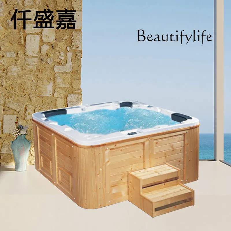 Acrylic Independent Oversized Integrated Constant Temperature Heating Bubble Massage Surfing Four-Side Bathtub