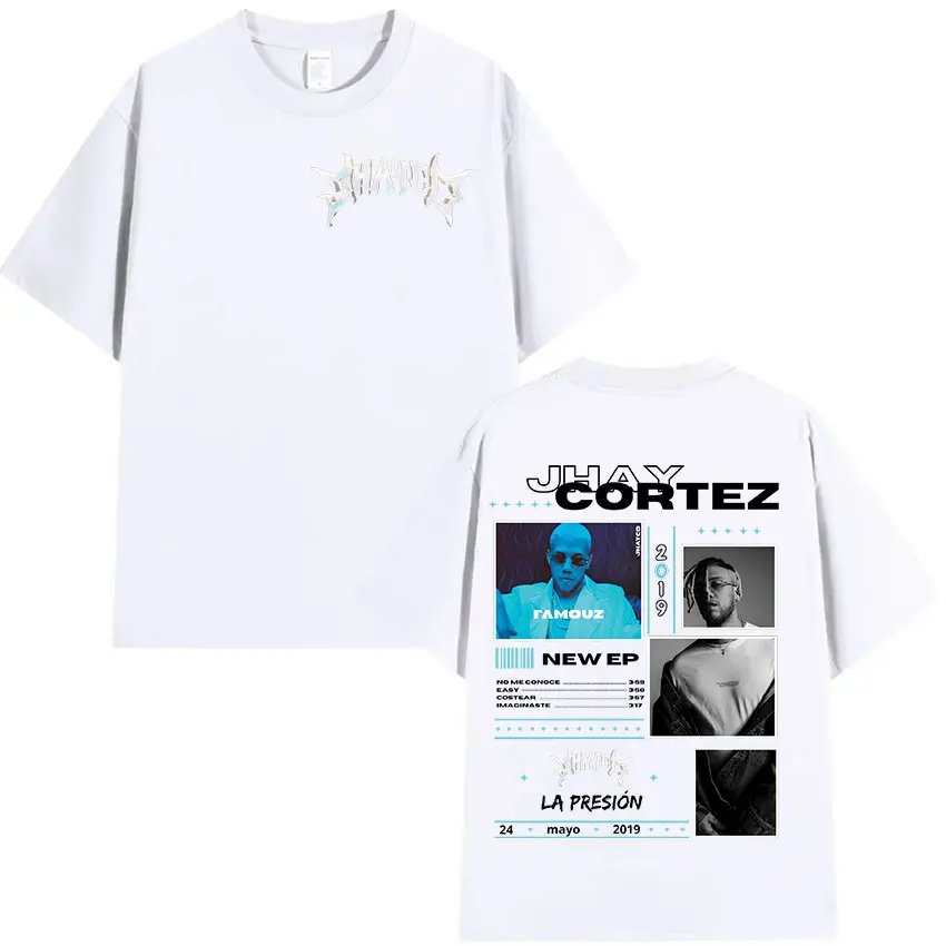 Camiseta del nuevo álbum de Rapper JHAY CORTEZ LA PRESION, camisetas de manga corta a la moda Hip Hop para hombre y mujer, ropa de calle Retro