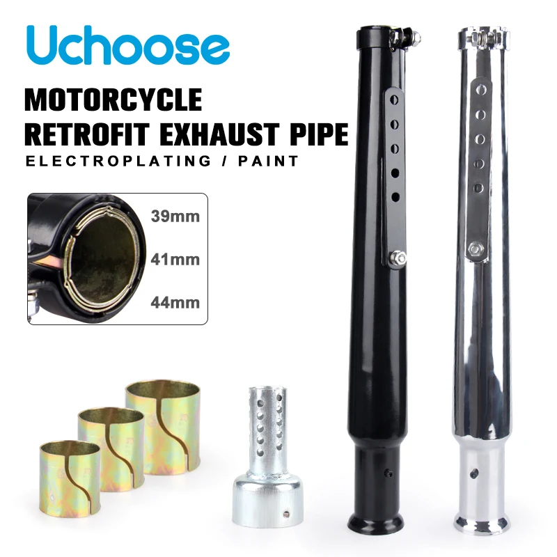 Motorcycle Muffler Pipe Universal 540mm Motorcycle Retro Tail Exhaust Pipe Muffler Modified Exhaust Pipe 39mm 41mm 44mm