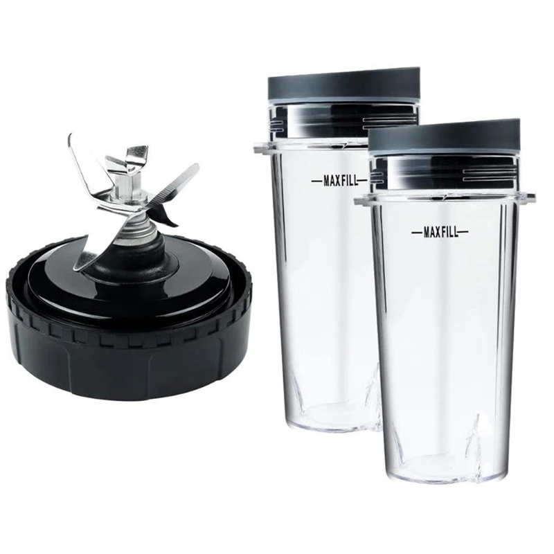 A53I 16 OZ Cup with Two Lids,6 Fins Blade for ,Blender Replacement Parts Accessories for BL660 BL770 BL740 Blender