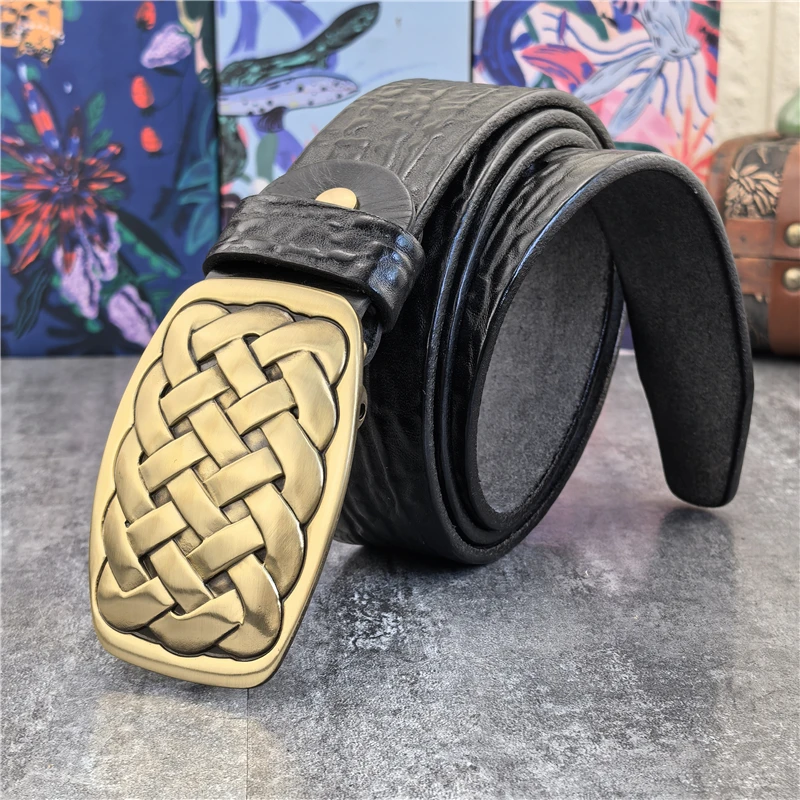 Cintura in metallo vintage con fibbia Cintura in vera pelle per uomo Cinturón Hombre Cintura larga in pelle di lusso Cintura in pelle da uomo MBT0033