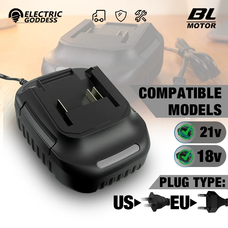 

Battery Charger Suitable for Makita 18V 21V Li-ion Battery Pin Portable Fast Charger Replacement EU Plug US Plug