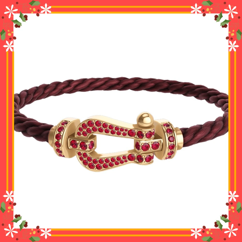 

Новый браслет VZZS из серебра 925 пробы с розово-красным нейлоном и двойным рядом цветных цирконов, для женщин, на каждый день, для вечеринок, роскошный подарок для пары, ювелирное украшение