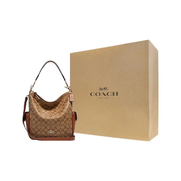 COACH Leather With Coated Canvas Bucket Bag, Crossbody Bag, Shoulder Bag, Handbag Large Women's Khaki C1523-IMS5U