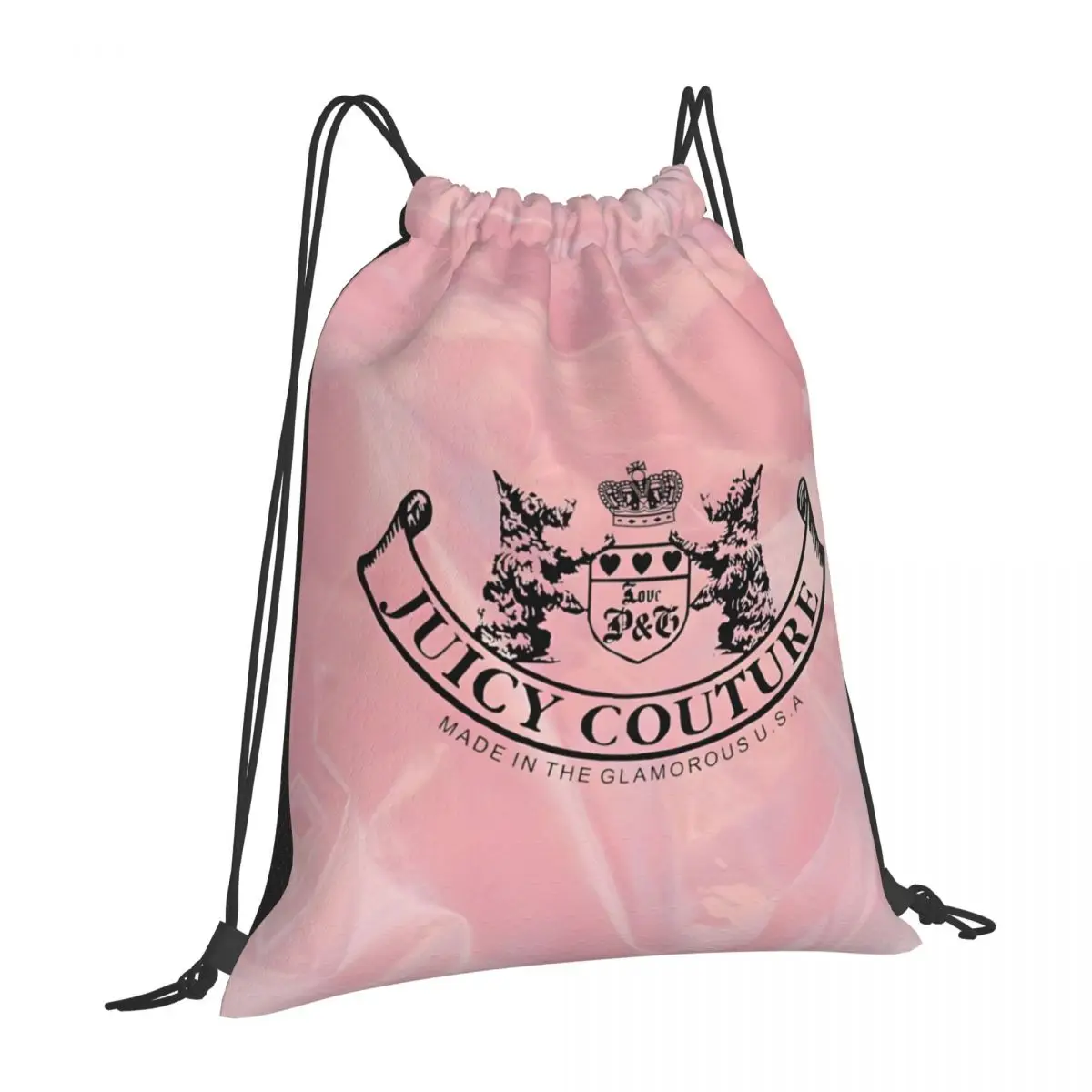 Juicy-Couture Portable Sports Bag Thicken Drawstring Belt Riding Backpack Gym Drawstring Shoes Bag Clothes Backpacks