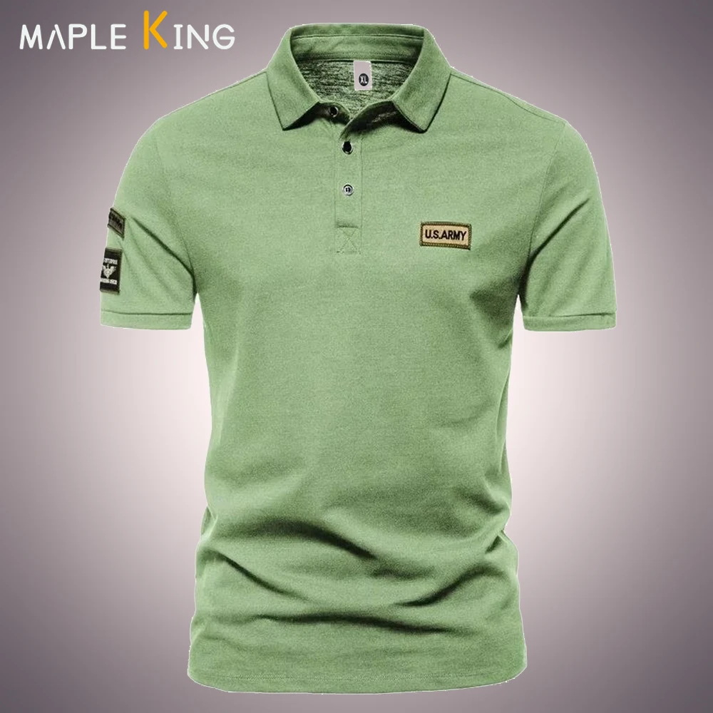 

Vintage Polo Shirt Men High Quality Green Military Field Outdoor Summer Combat Training Camisa Polo Golf Wear Men Cargo Tee Tops