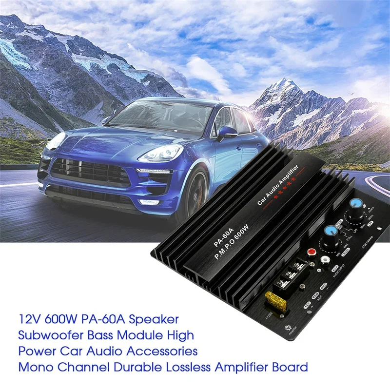 

12V 600W Mono Car Audio Amplifier Powered Subwoofer Bass Amplifier Board Player Automotive Amplifier Module 3D Crystal Power