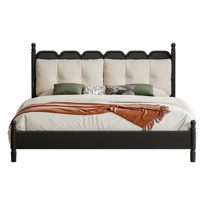 

Double bed modern simple American solid wood bed soft wedding