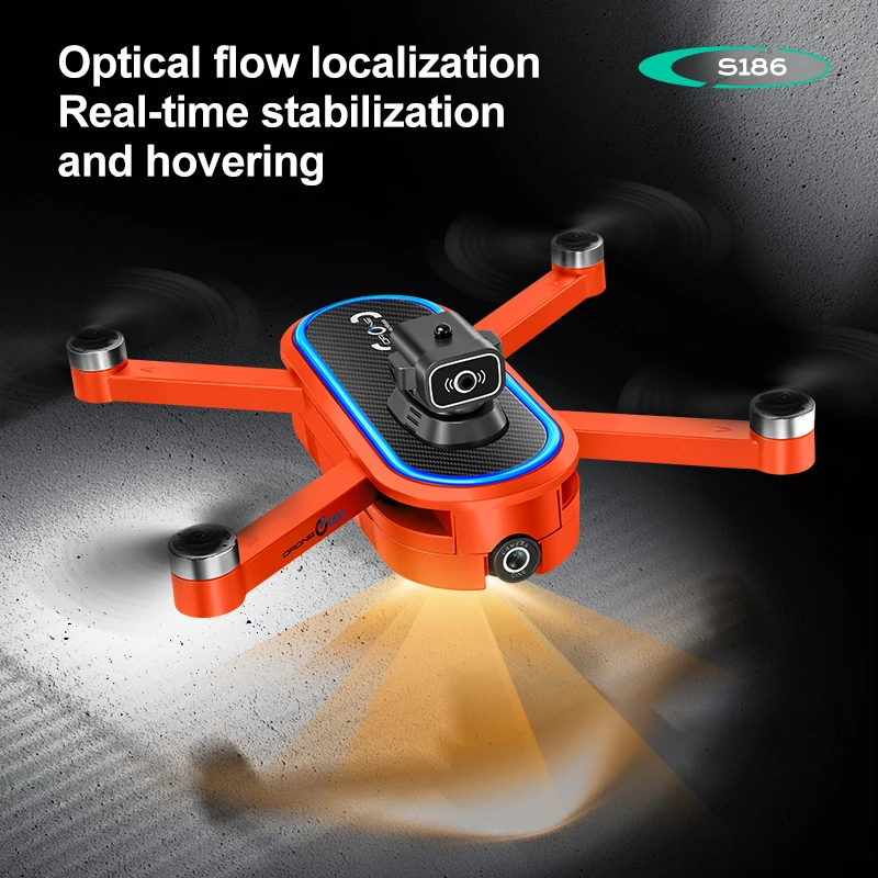 S186 Mini Drone 4K Professional HD Camera with Large Screen 2.4G WIFI FPV Dron Brushless Optical Flow Hover Folding Quadcopter