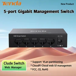 Tenda TEG2205D 5GE Cloud Managed Switch 5 Port Gigabit Ethernet Switch 5 X 1000Mbps Lan Hub VLan Division Cloud App