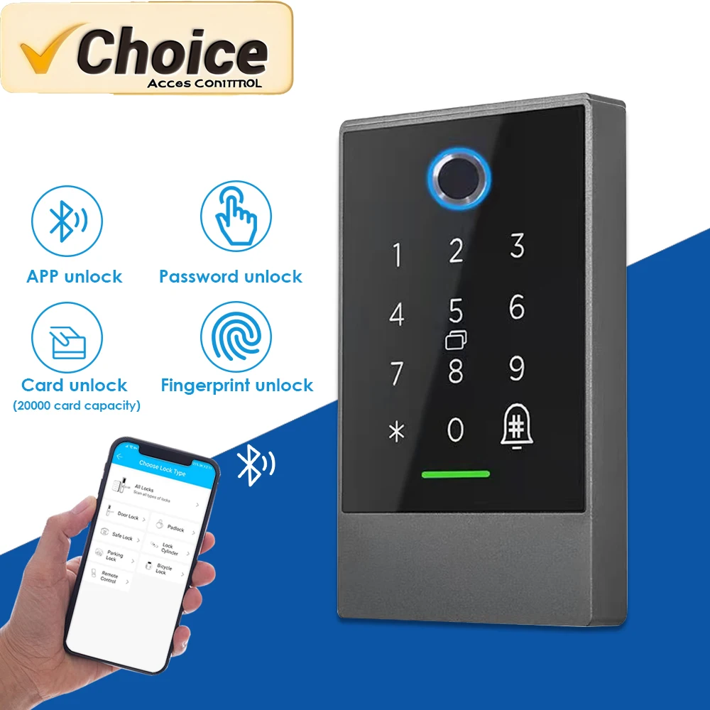 

TTlock waterproof Smart Access Control System Metal Bluetooth WiFi 13.56MHz Card Fingerprint Keypad Heavy Duty Gateway K2/K2F