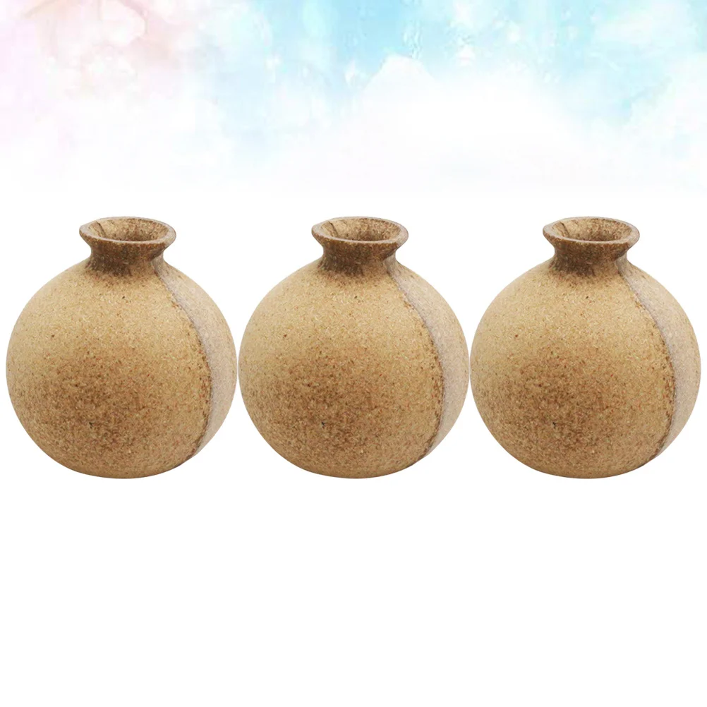 

3Pcs Wooden Vase Retro Design Creative DIY Handpainted Flower Bottle for Home Office Decor Safe