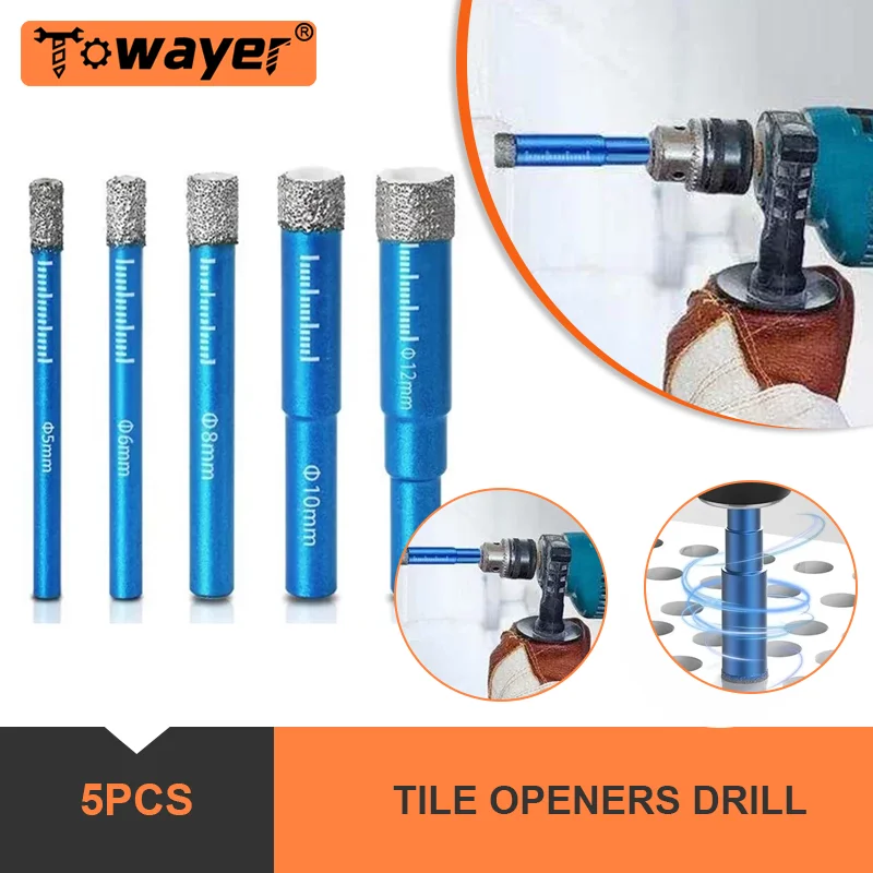 

6/8/10/12mm Tile Openers Diamond Coated Core Drill Bits for Tile Dry Drilling Glass Marble Porcelain Ceramics for Decorators