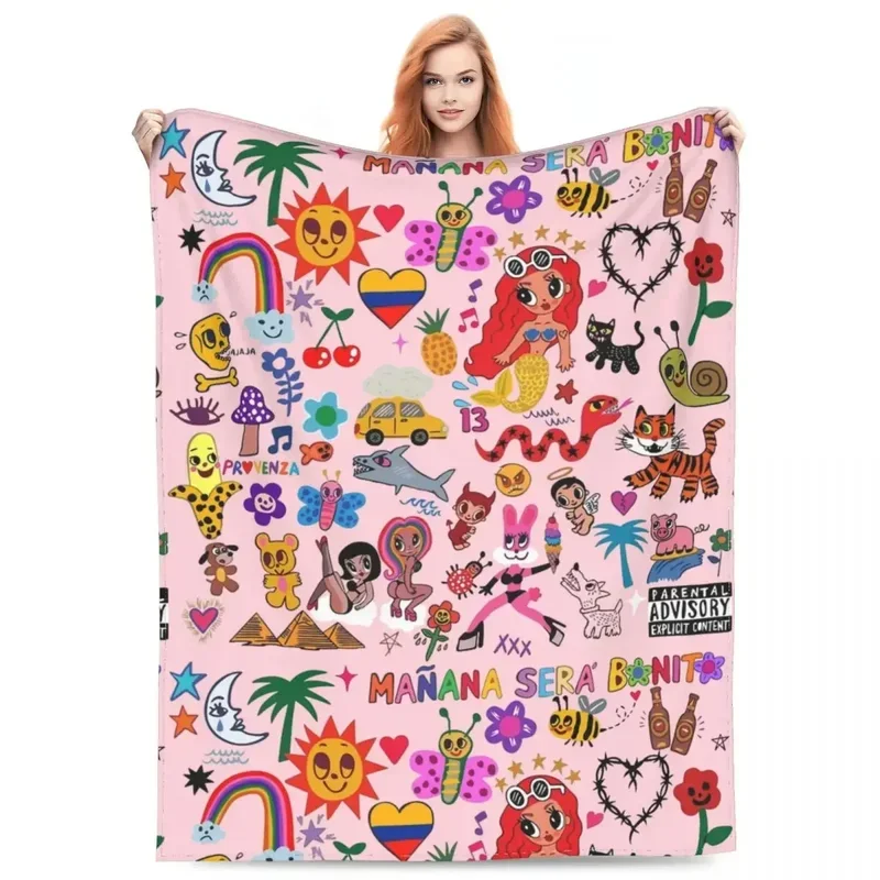 Çok İşlevli Manana Sera Bonito Karol G Battaniye Aksesuarları Kanepe Dekoratif Atma Battaniye Araba için Süper Yumuşak Flanel@0¥