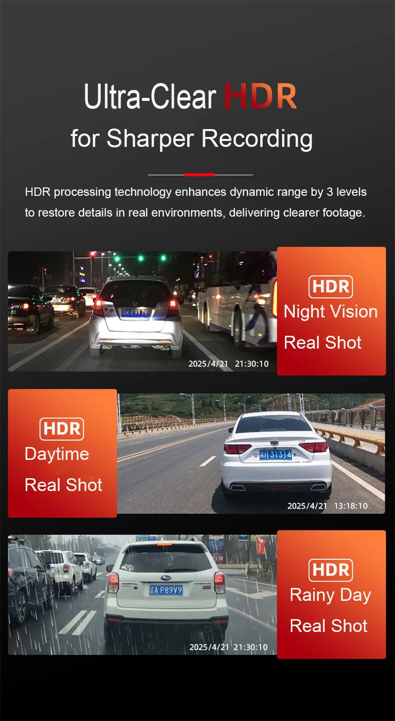 Streaming-Dashcam mit 4 Linsen, Voll-Touchscreen, App-Steuerung, 24-Stunden-Parkmodus, Nachtsicht, Bewegungserkennung, G-Sensor, Zeitraffereffekt, Privatsphäre-Aufzeichnung – Detail 17