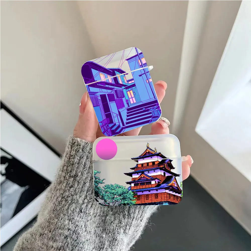 Anime Hand Painted House Scenery Print Earphone Case for Airpods 3 Pro Wireless Headphone Cover for Air Pods Pro 2 1 Accessories