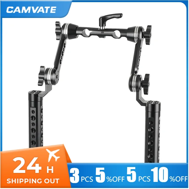 CAMVATE Aluminum Cheese Handgrip Rig With Strengthening ARRI Rosette Magic Arm & 15mm Dual Rod Clamp For DSLR Shoulder Mount Rig