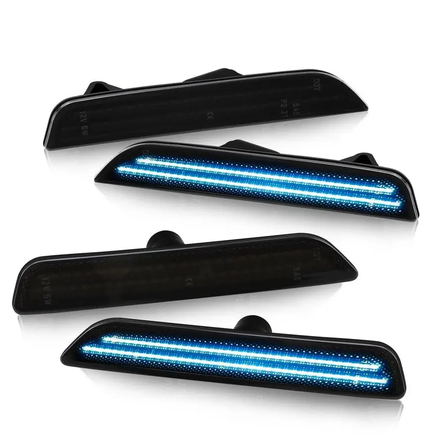 

4PCS LED Side Marker Lights for 20102014 Ford Mustang Smoked Lens Front amp Rear Side Markers Reflectors Lights, Dual Rows Ice B