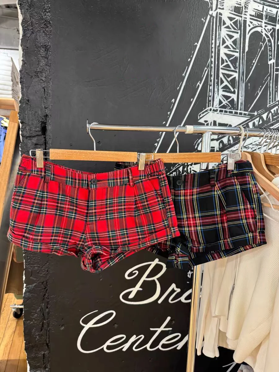 

Sweet Plaid Straight Shorts Woman Summer Low Waist Cotton Short Pant Female Streetwear Vintage Preppy Style New Sweatshorts Y2k