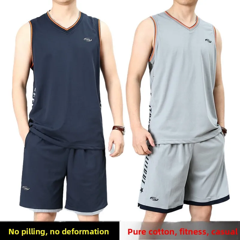 

Summer Men's Sportswear Set Svel Fitn Cotton orts Running Loose Fit Youth Casual Sportswear Ensemble