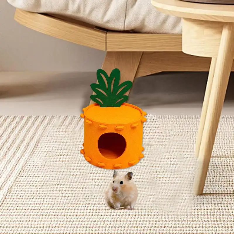 Felt Hamster Bed Hamster Bed Pineapple Felt Hamster House Cute Tunnel Sleeping Nest Hamster Accessories For Chinchilla & Guinea