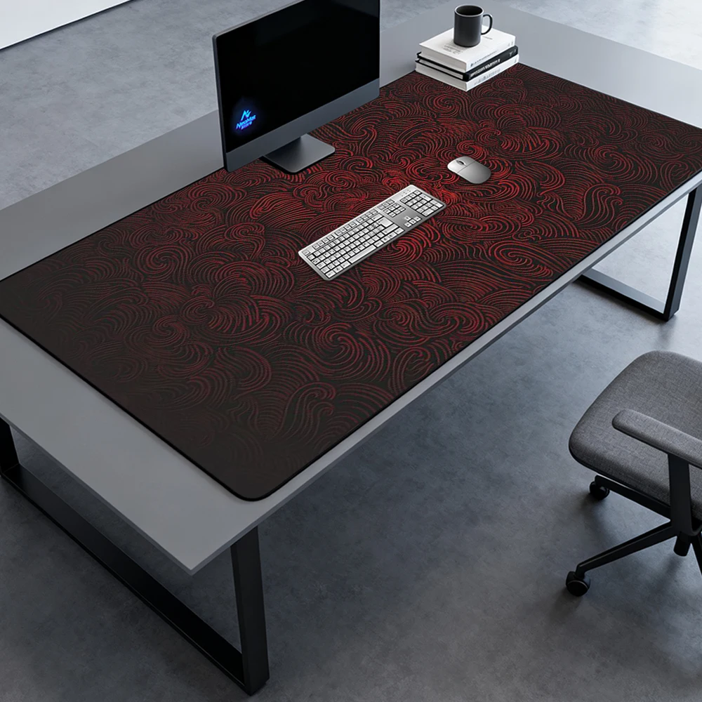 Gothic Swirl Mouse Pad Large Gaming Desk Mat 160x60 Black Red Pattern 140x60 Non Line Mousepad Slip Accessories Mousepads