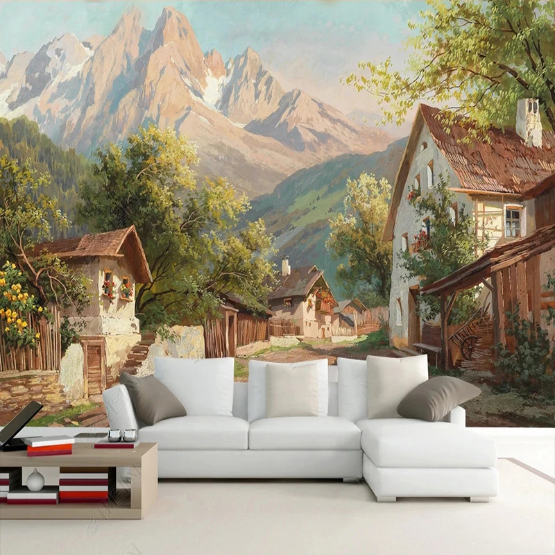 

Photo Wallpaper European Pastoral Country Landscape Oil Painting Mural Restaurant Cafe Living Room Sofa Backdrop Decor 3D Fresco