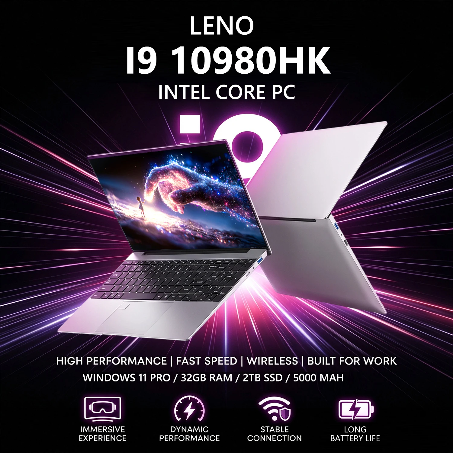 15.6 Inch 32GB RAM 1/2TB SSD Laptop Windows 11 Pro Intel CORE I9 10980HK Gaming Laptops 5000MAH Notebook PC Office Computer