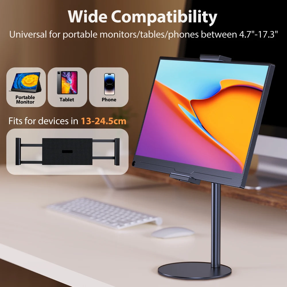 UPERFECT Support VESA pour moniteur portable 15,6\'\' 17,3\'\' Support réglable pivotant à 360° Support de tablette Compatible avec écran 4,7\'\' - 17,3