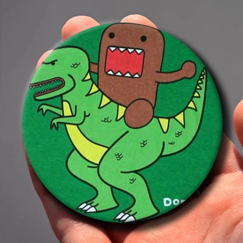 58mm 1PC Cute TV Kawaii Cartoon Mascot Brooch Domo Kun Soft Button Pins Round Badge for Bag Clothes