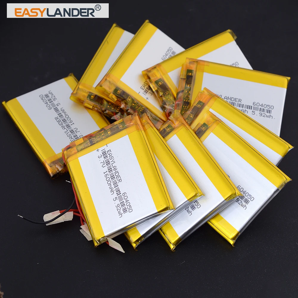€3 VAT Included 10Pcs/Lot 604050 3.7V 1600mAh Rechargeable Li-Polymer Li-ion Battery with silicone Wires