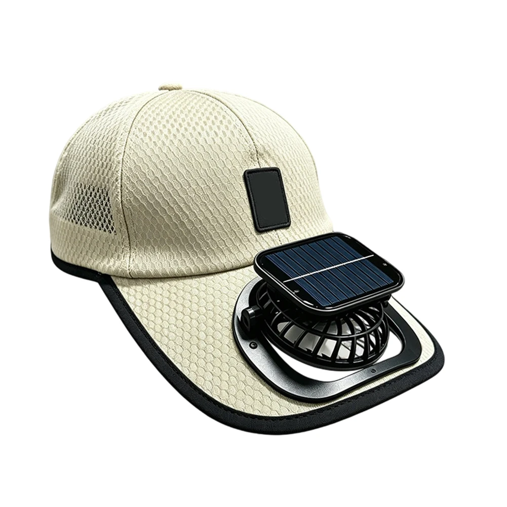 For Hot Weather Solar Fan Hat Uv Protection Cap Eco Friendly Solar Powered Hat High-density Mesh Fabric Energy-efficient Design