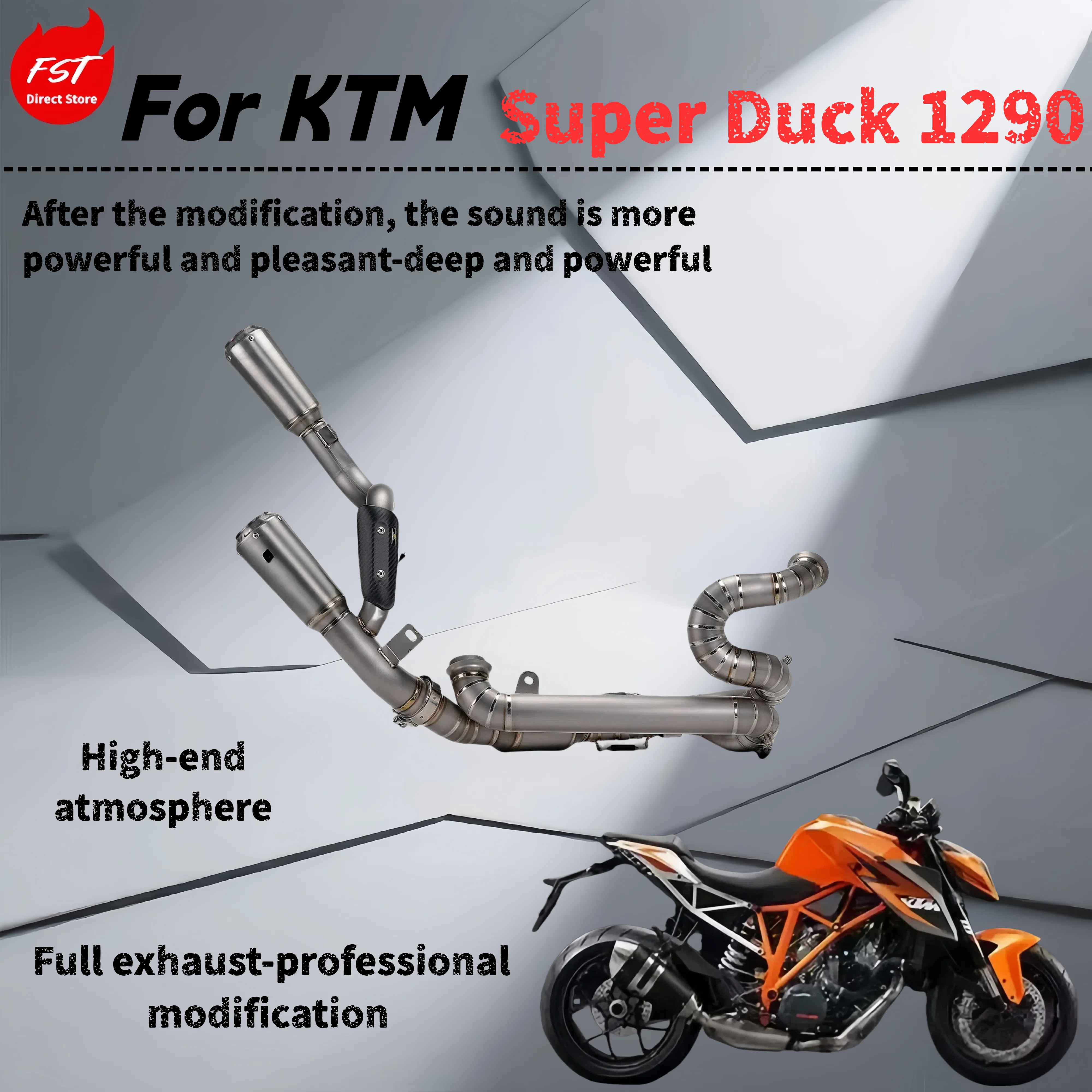 

For KTM Super Duck1290-Modified full exhaust pipe-the sound is deep, rich and powerful