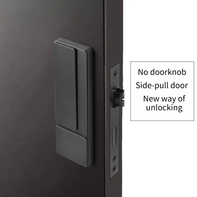 

Minimalist Flat Lock Door Lock Indoor Bedroom Room Hidden Key Black Door Handle