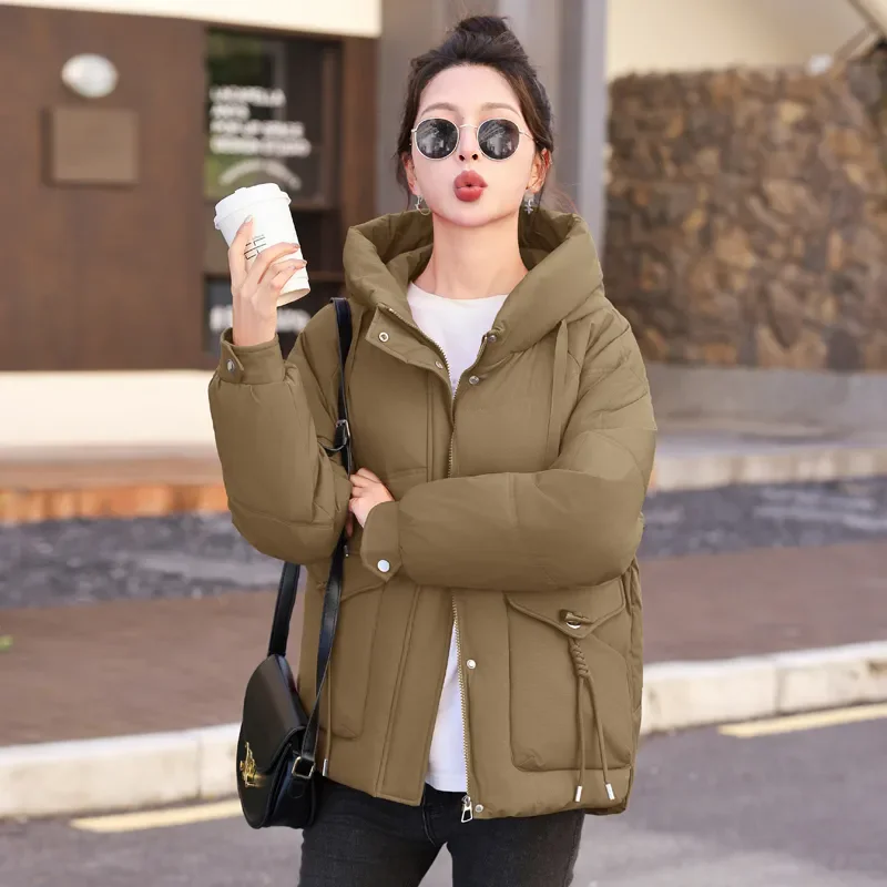 Autumn Winter New ThickeWarm Parker Fashion Loose Cotton Jacket Korean Hooded Down Cotton-Padded Jacket Women\'s Short Outwear