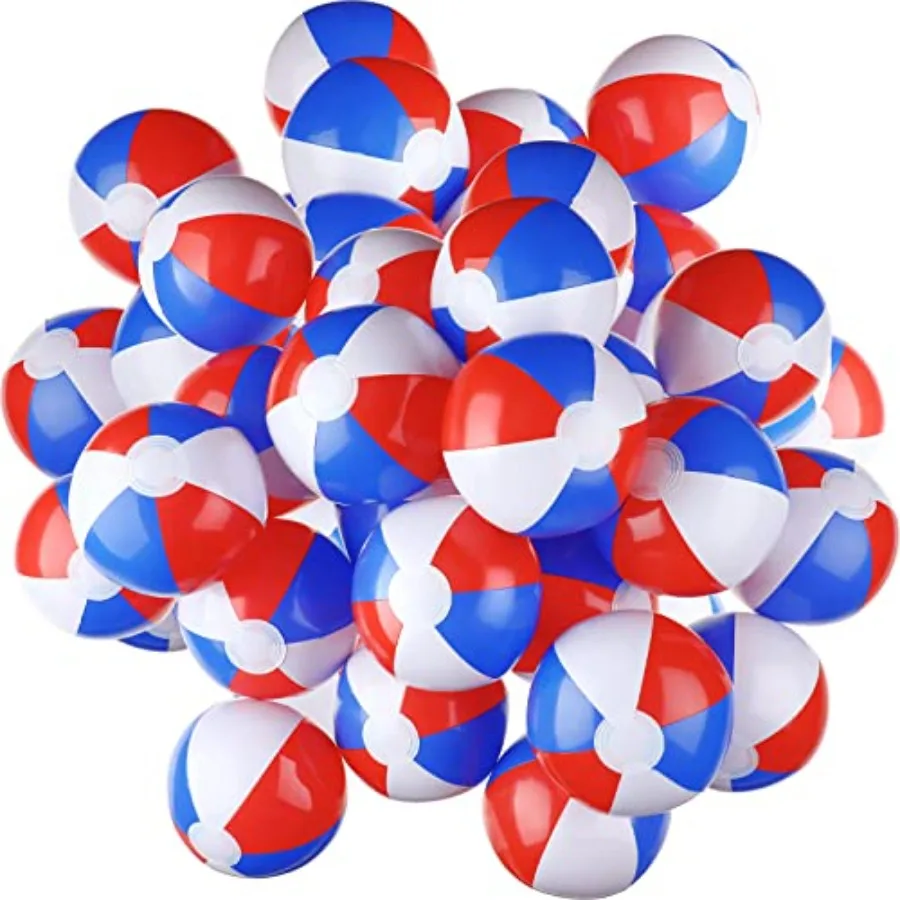 100 Pcs 4 to 5 Inches Red White and Blue Beach Balls for 4th of July Inflatable Balls Patriotic Summer Toys for 250th Anniversa