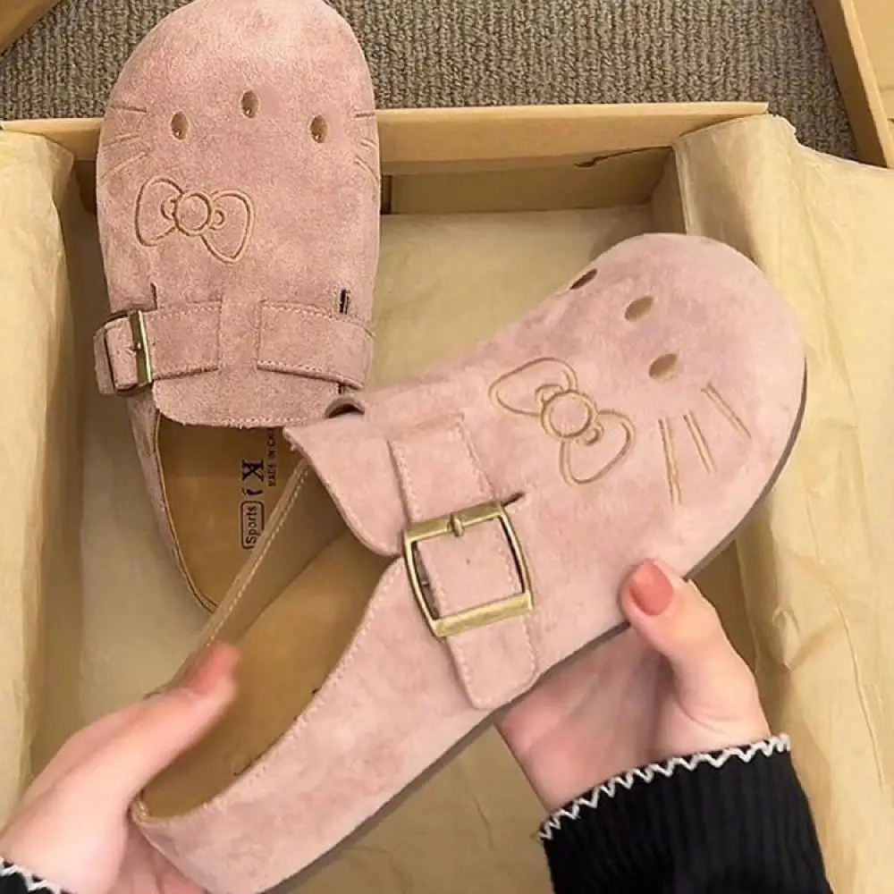 

Anime Hello Kitty Girls Casual Slippers Women Slippers Kawaii Cartoon Thick Soled Shoes Student Sandals Baotou Half Slippers