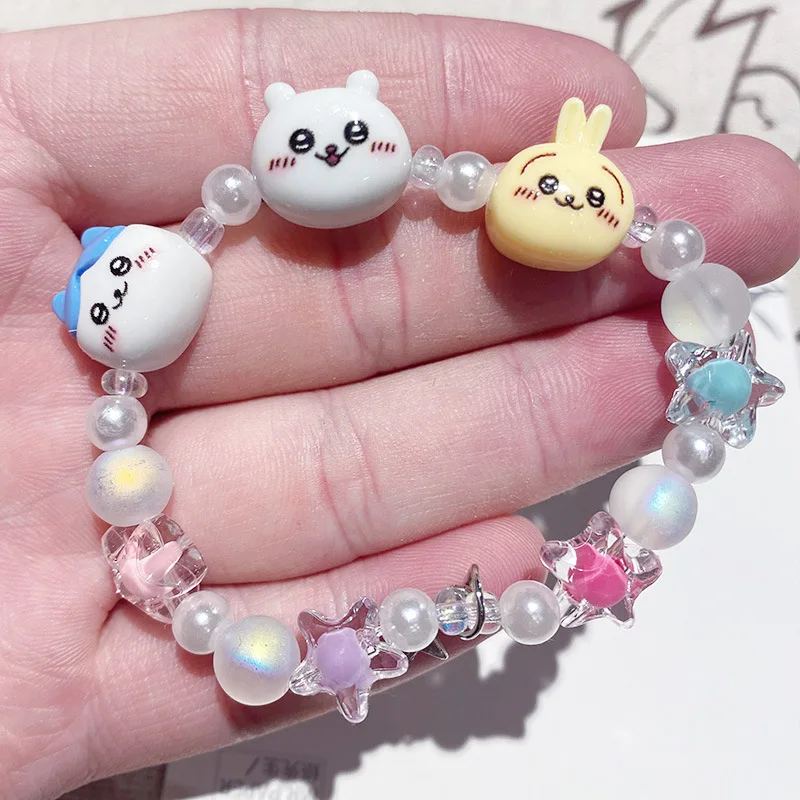 Chiikawa Bracelet Anime Usagi Hachiware Three Small Cartoon Characters Dopamine Cute Girls Jewelry Accessories Fun Holiday Gifts