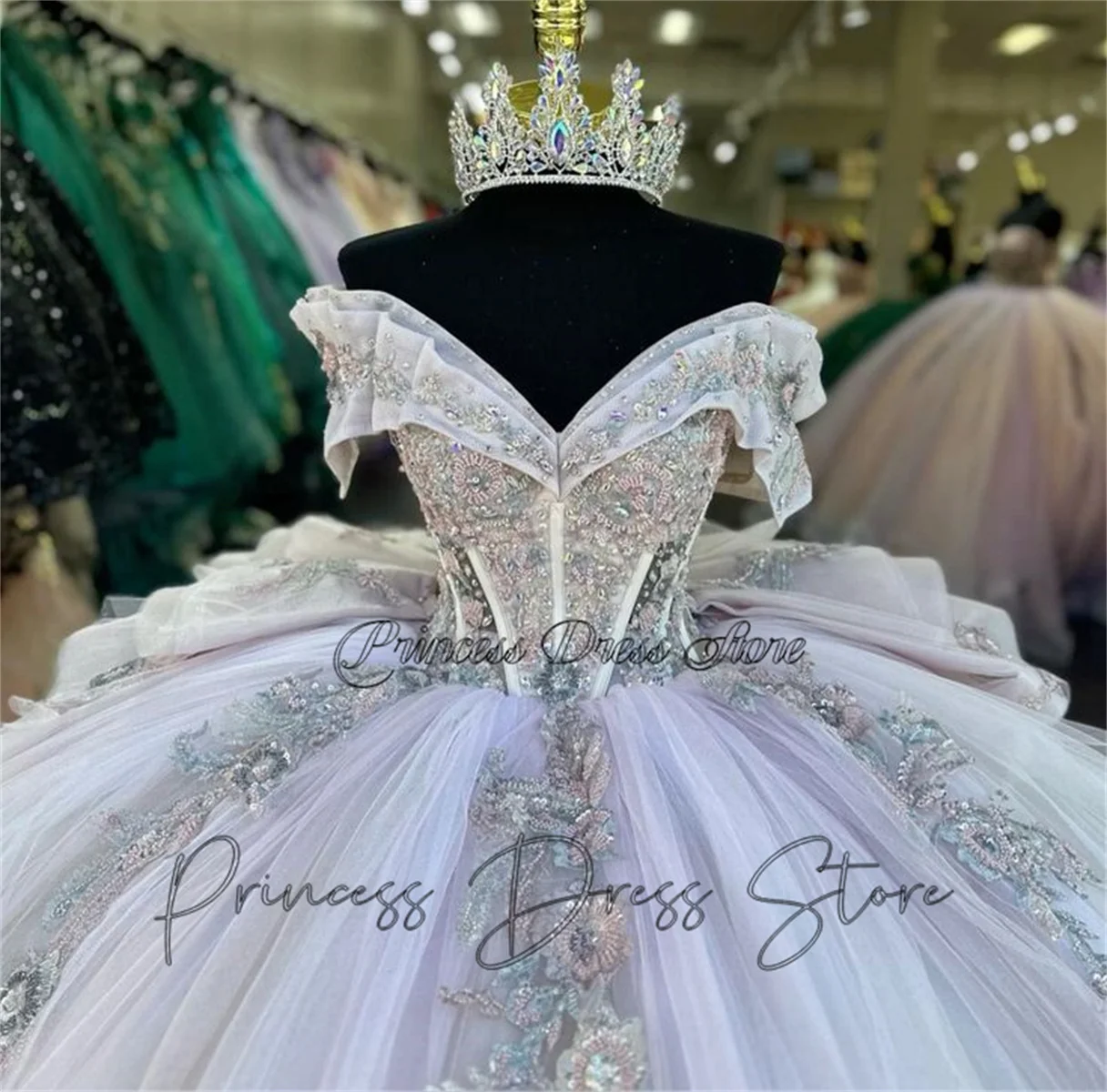 فستان Quinceanera باللون الأخضر الفاتح ، ثوب الأميرة المكسيكي ، فستان موكب 16 حلو ، حفلة عيد ميلاد ، 15 ، 16