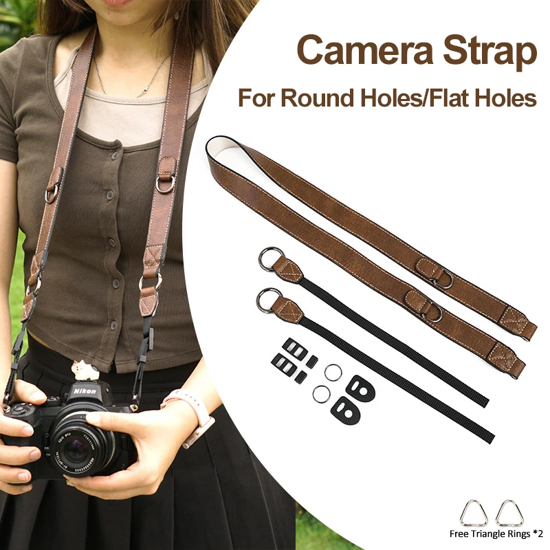 Camera Strap Shoulder Strap Neck Rope Retro Man-made Leather Battery Memory Card Storage Bag for sony nikon canon fuji Mirrorles