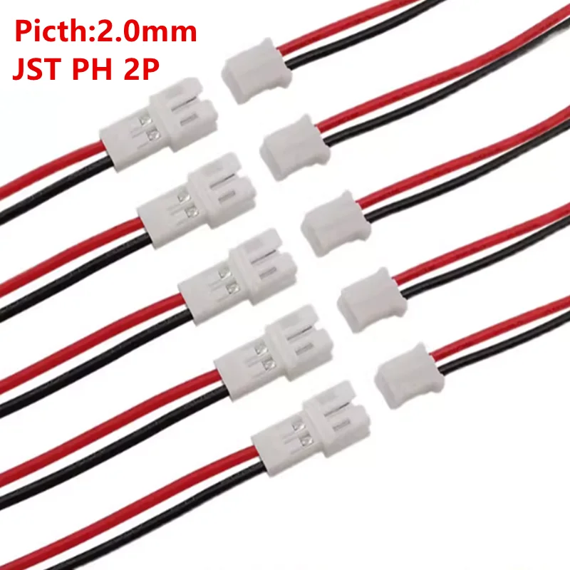 PH 2.0mm Pitch 2 Pin Male Female Cable Connector Micro PH 2P Plug Jack Socket Terminals Wire Cables Connectors 26AWG