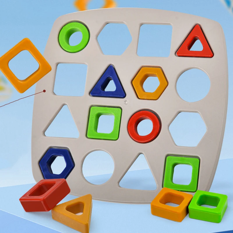 Geometrische Puzzles Form Farbabstimmung Brett Vorschule Lernspielzeug Kinder Denkaufgabe Puzzle Logikspiel mit Karte