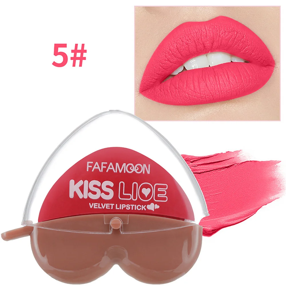 1~4PCS Love Lipstick Show White Matte Colored Lipstick Facial Makeup Lipstick Non Stick Cup Velvet Lipstick Lip Makeup