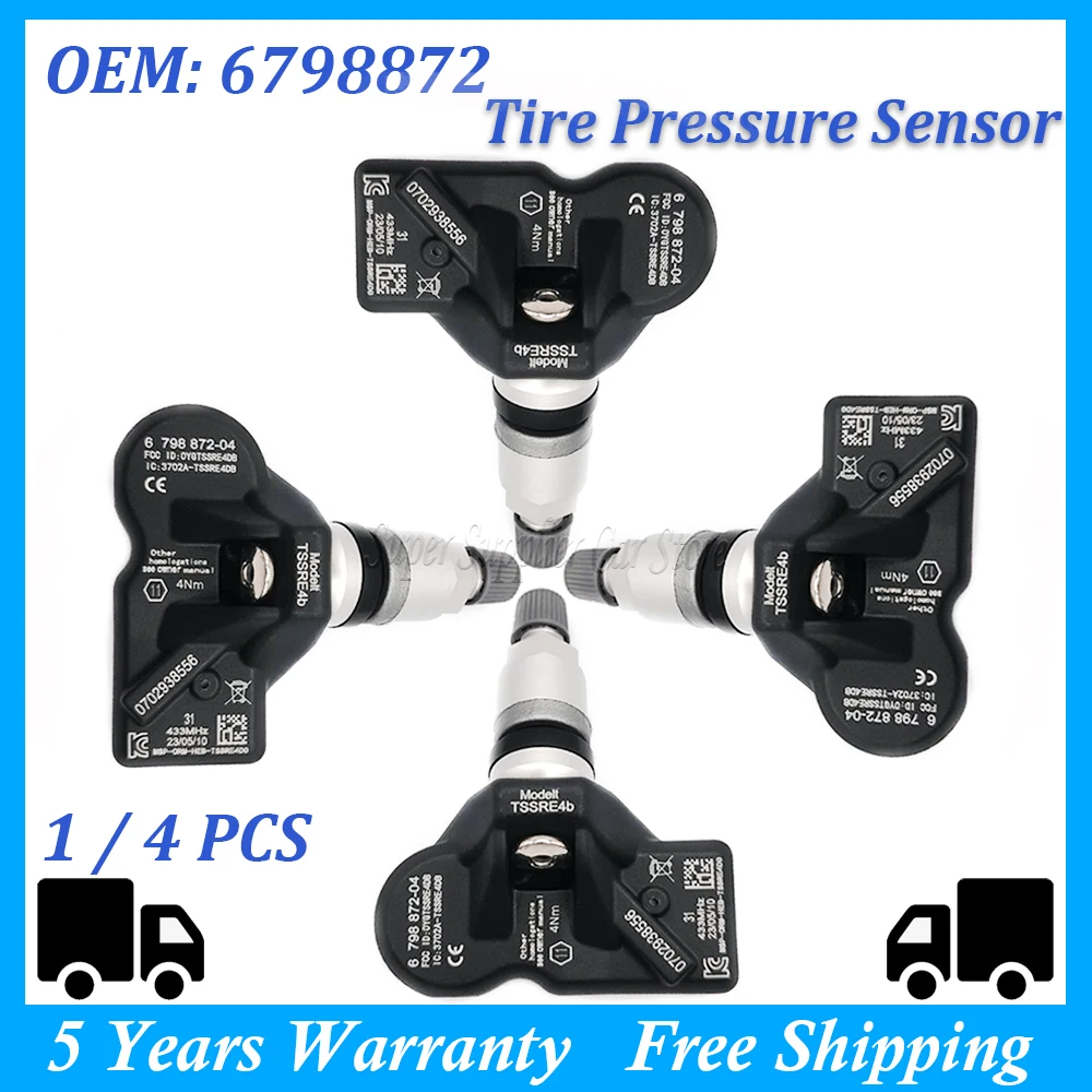 433MHz TPMS NEW Tire Pressure Monitor Sensors For BMW 2 3 4 5 6 7 Series X1 X3 X4 For MINI COOPER CLUBMAN 6798872 36106874830