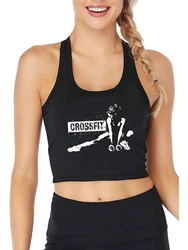 The Crossfit Graphics Sexy Slim Fit Crop Top Women's Sports Fitness Training Cotton Tank Tops Gym Workout Camisole